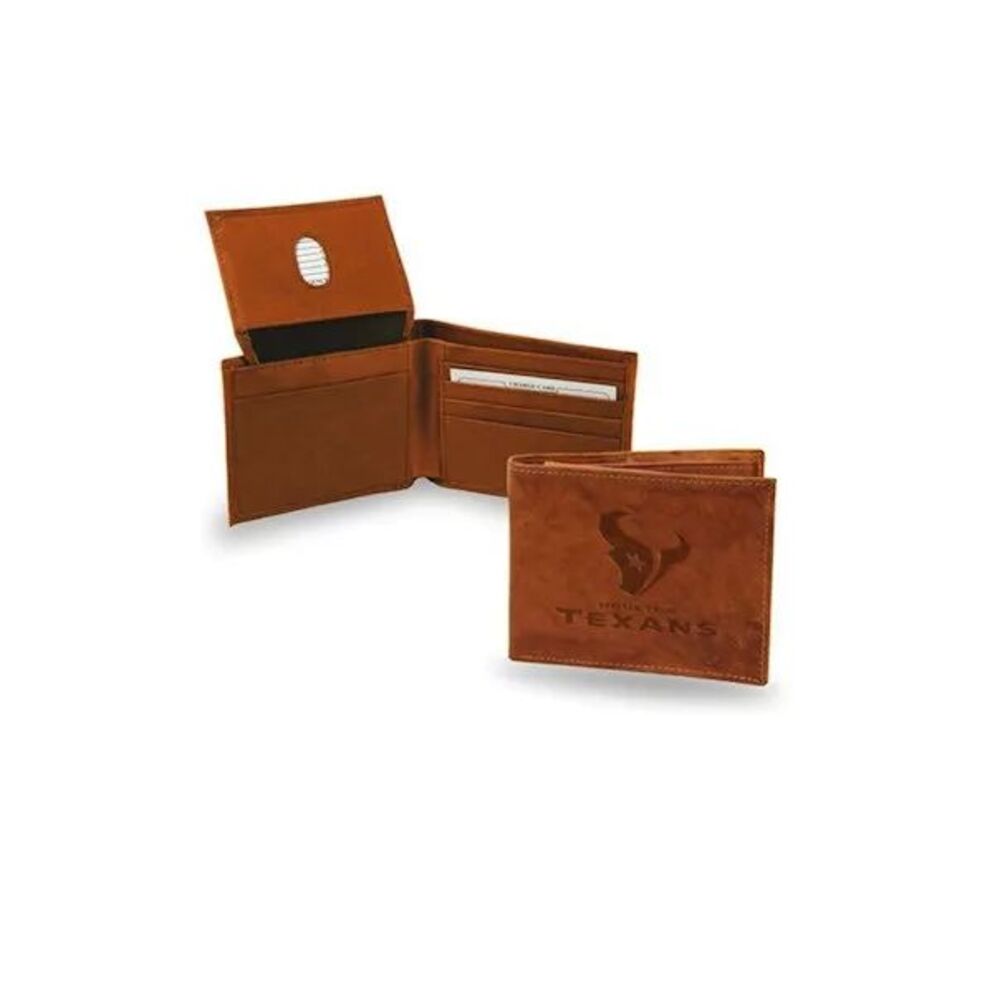 Officially Licensed NFL Houston Texans Leather Billfold Wallet in Brown